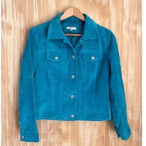 YVonne Marie Leather Suede turquoise blue embellished button rockabilly women 10